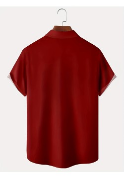 Vintage Style Geometric Print Men's Casual Short Sleeve Shirt - Perfect for Summer Vacation and Resort - Great Gift for Men